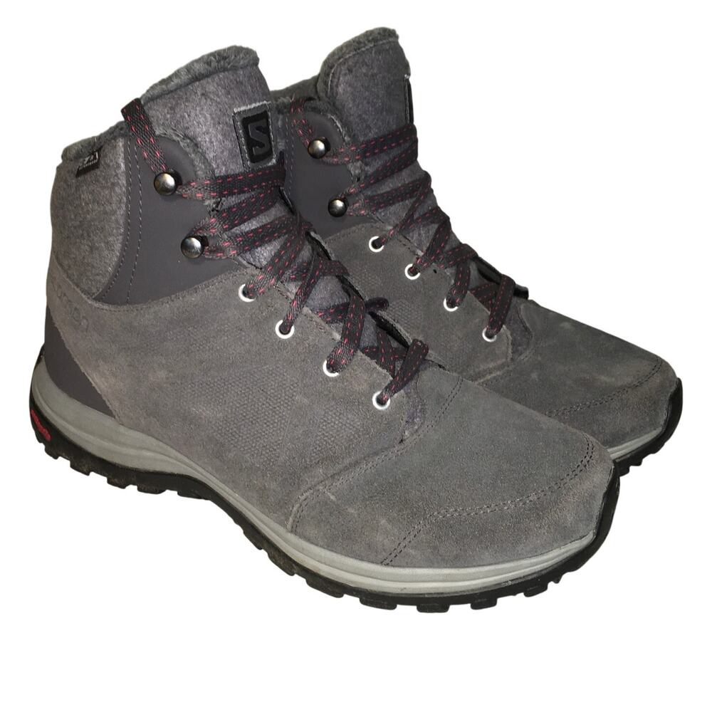Salomon Ellipse Freeze CS Gray Womens 8 Waterproof Snow Boot Hiking Suede